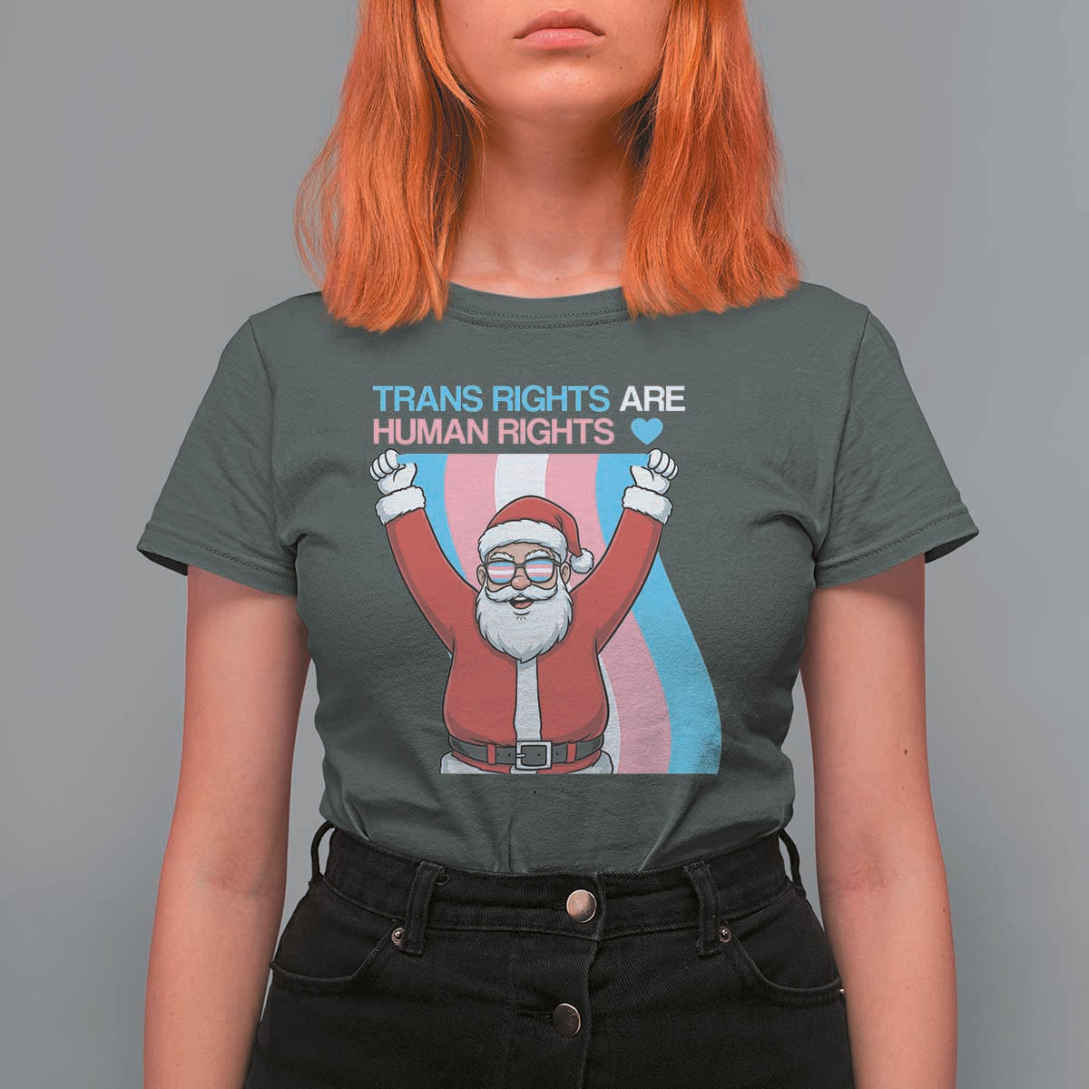 Christmas Trans Rights Are Human Rights T Shirt For Women LGBTQ Advocate - Wonder Print Shop