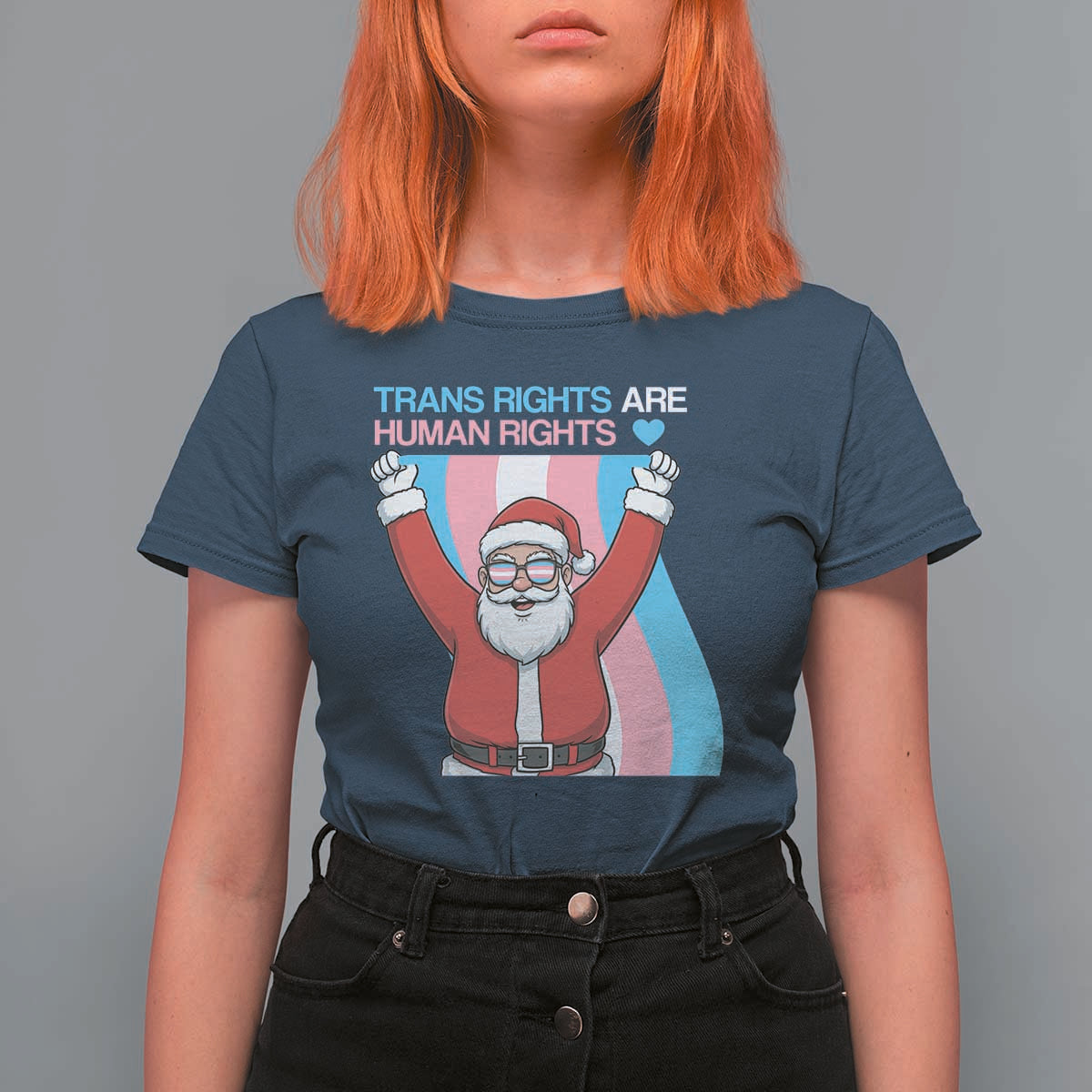 Christmas Trans Rights Are Human Rights T Shirt For Women LGBTQ Advocate - Wonder Print Shop