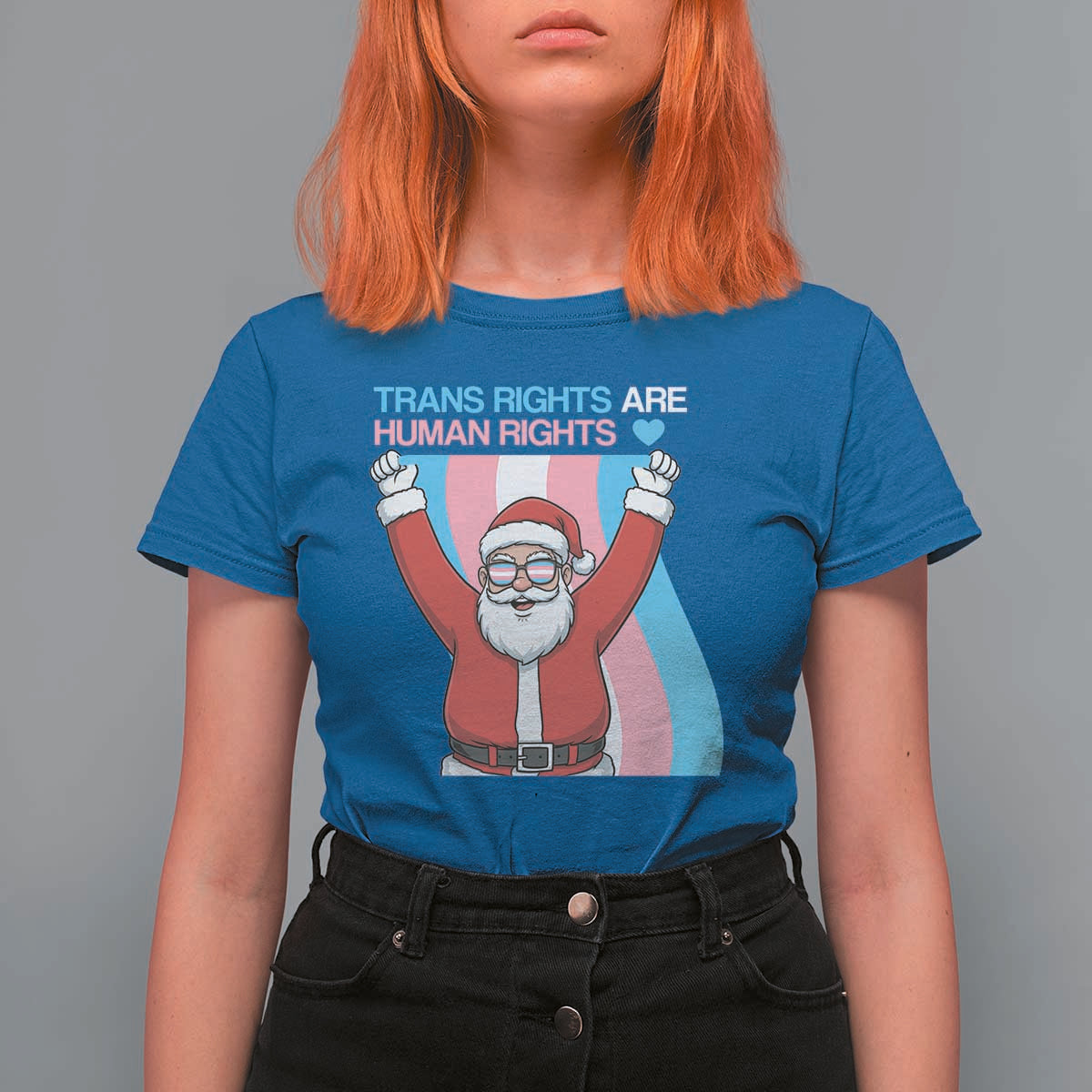 Christmas Trans Rights Are Human Rights T Shirt For Women LGBTQ Advocate - Wonder Print Shop