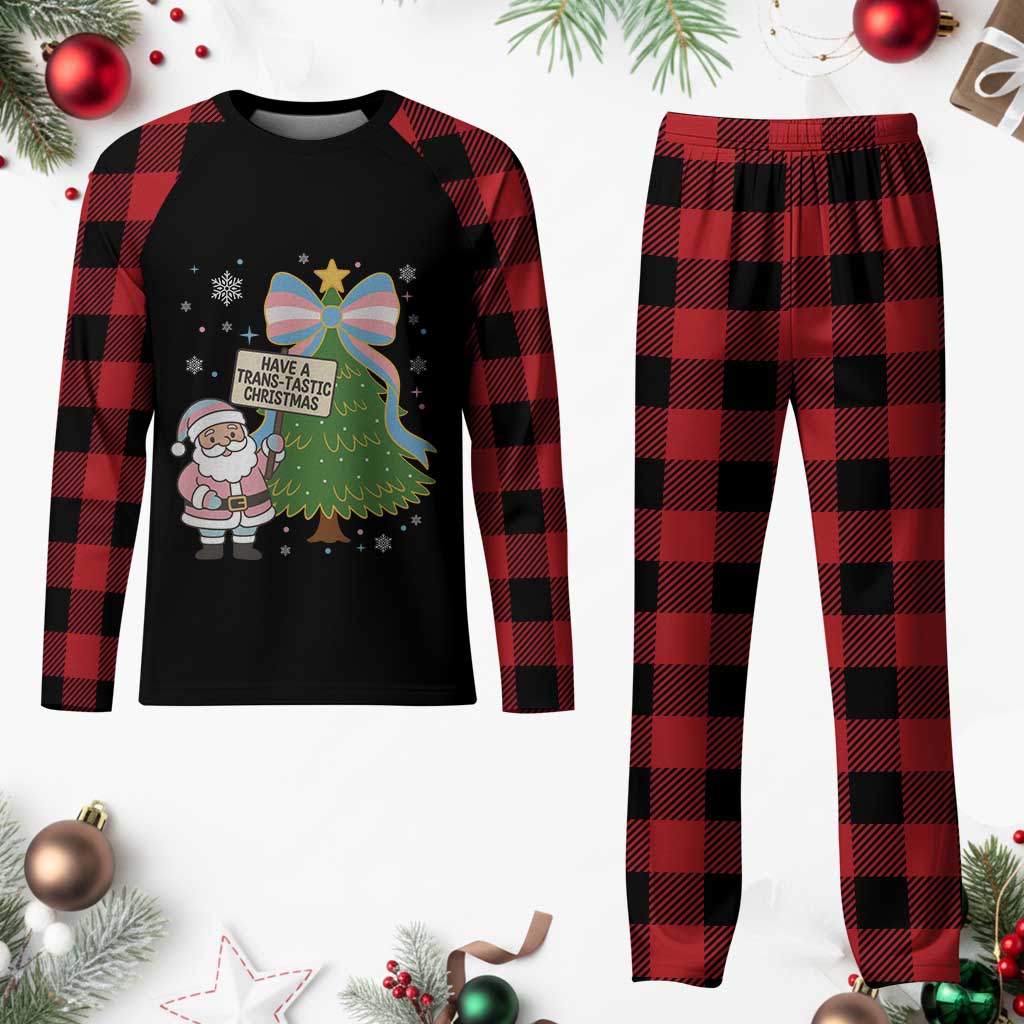 Have A Trans Tastic Christmas Plaid Pajama Set Transgender Pride - Wonder Print Shop