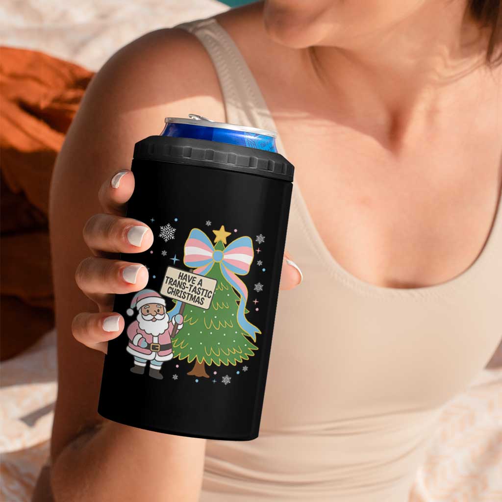 Have A Trans Tastic Christmas 4 in 1 Can Cooler Tumbler Transgender Pride - Wonder Print Shop