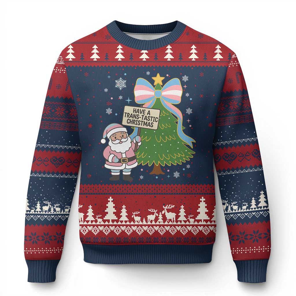 Have A Trans Tastic Xmas Ugly Christmas Sweater Transgender Pride - Wonder Print Shop