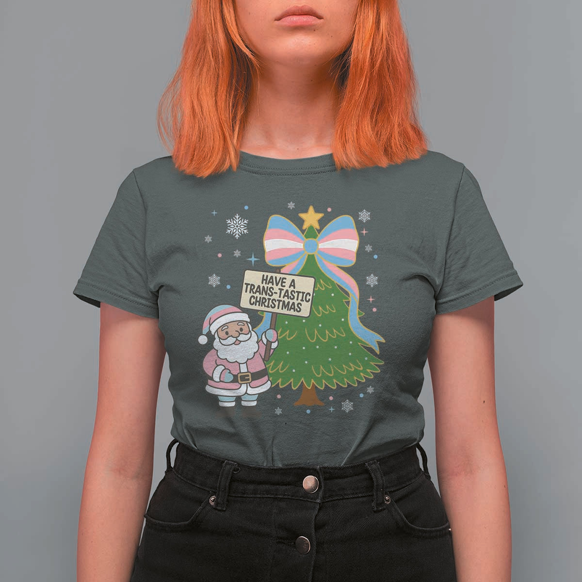 Have A Trans Tastic Christmas T Shirt For Women Transgender Pride - Wonder Print Shop