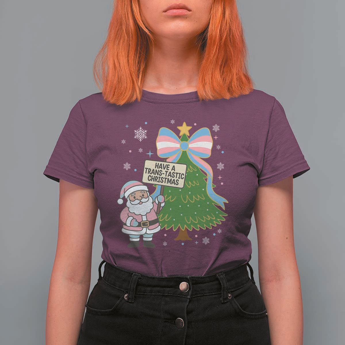 Have A Trans Tastic Christmas T Shirt For Women Transgender Pride - Wonder Print Shop