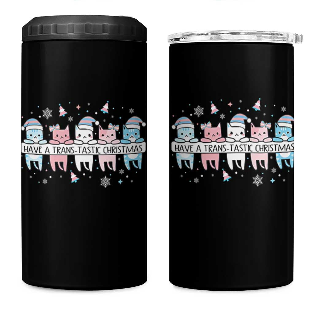 Have A Trans Tastic Christmas Gift 4 in 1 Can Cooler Tumbler LGBTQ Cat Lover - Wonder Print Shop
