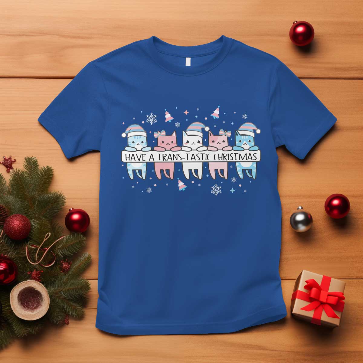 Have A Trans Tastic Christmas Gift T Shirt LGBTQ Cat Lover - Wonder Print Shop