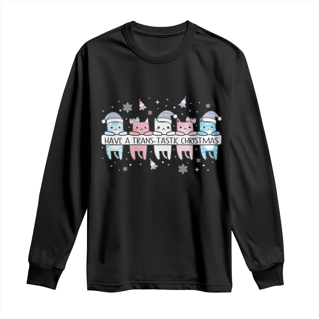 Have A Trans Tastic Christmas Gift Long Sleeve Shirt LGBTQ Cat Lover - Wonder Print Shop