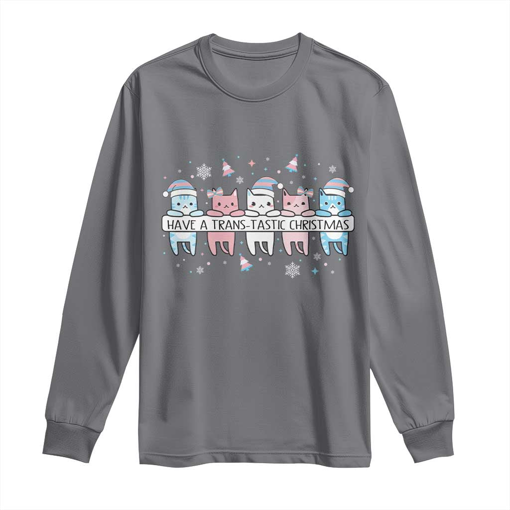 Have A Trans Tastic Christmas Gift Long Sleeve Shirt LGBTQ Cat Lover - Wonder Print Shop