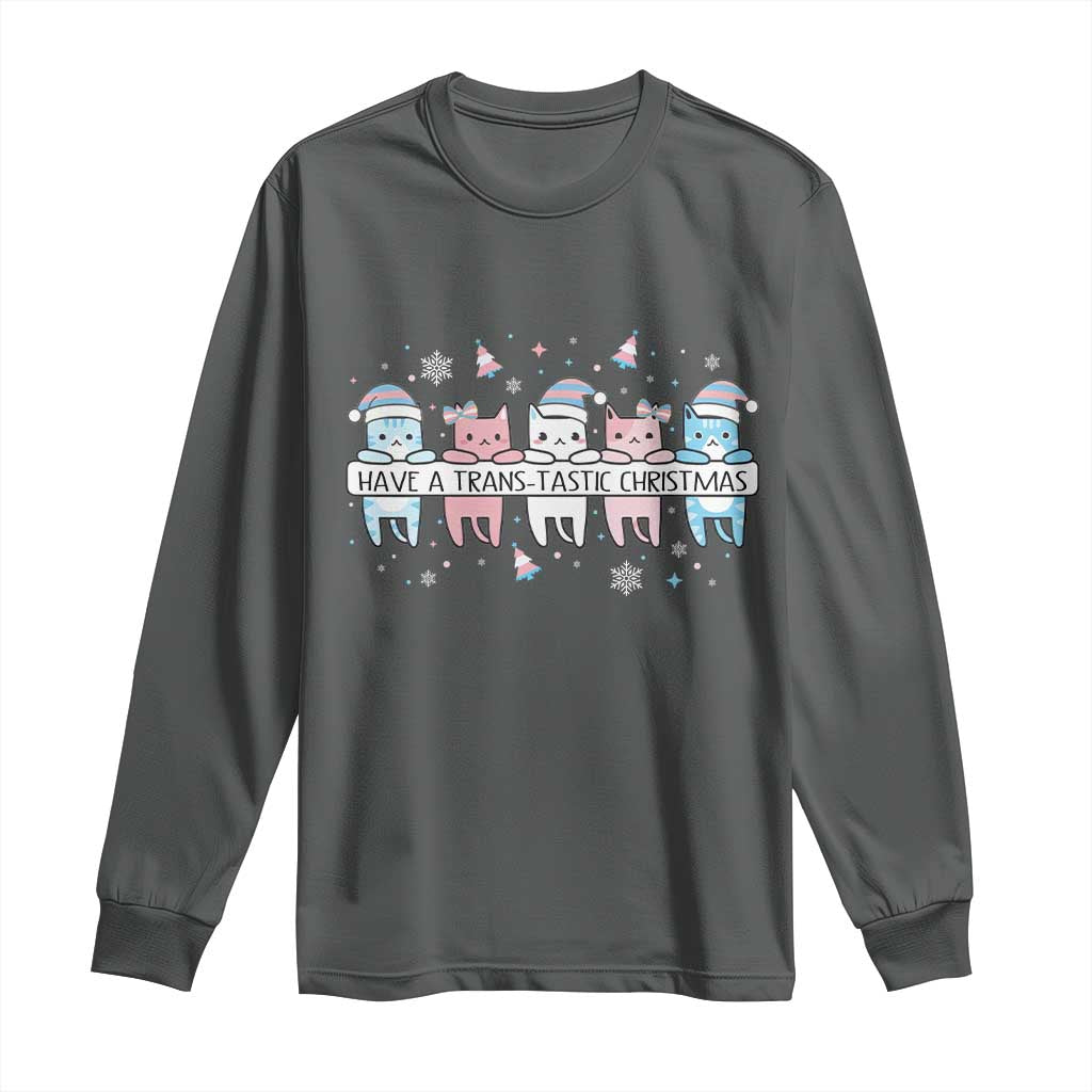 Have A Trans Tastic Christmas Gift Long Sleeve Shirt LGBTQ Cat Lover - Wonder Print Shop
