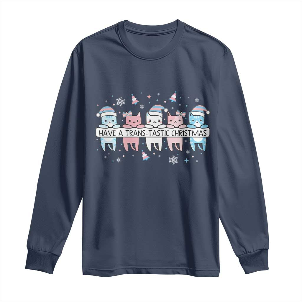 Have A Trans Tastic Christmas Gift Long Sleeve Shirt LGBTQ Cat Lover - Wonder Print Shop