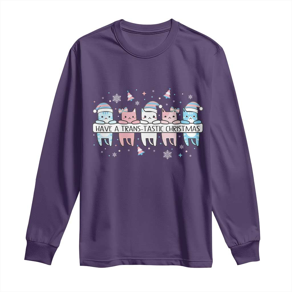 Have A Trans Tastic Christmas Gift Long Sleeve Shirt LGBTQ Cat Lover - Wonder Print Shop
