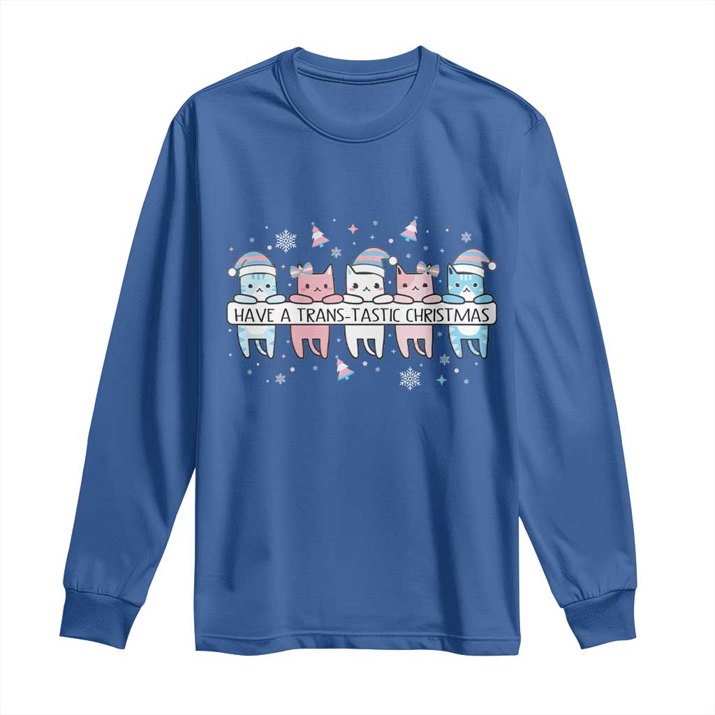 Have A Trans Tastic Christmas Gift Long Sleeve Shirt LGBTQ Cat Lover - Wonder Print Shop