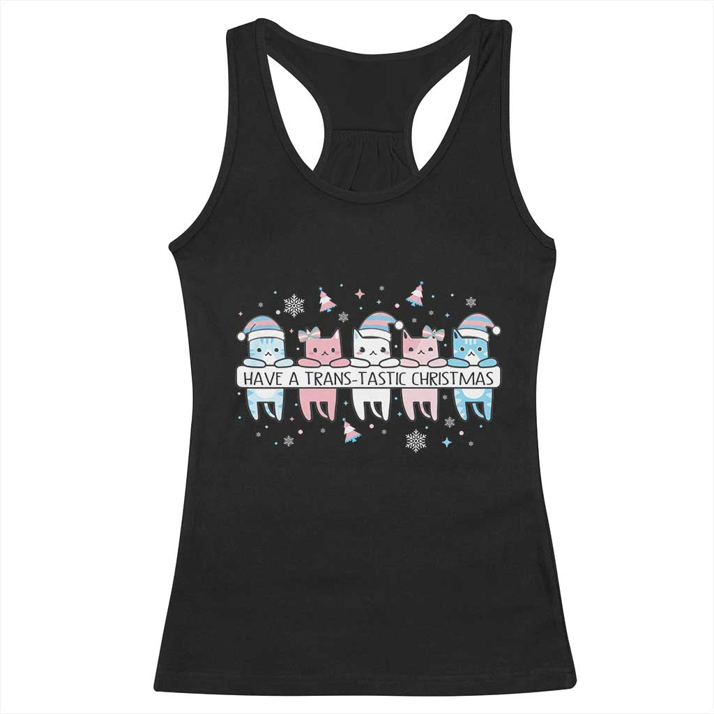 Have A Trans Tastic Christmas Gift Racerback Tank Top LGBTQ Cat Lover - Wonder Print Shop