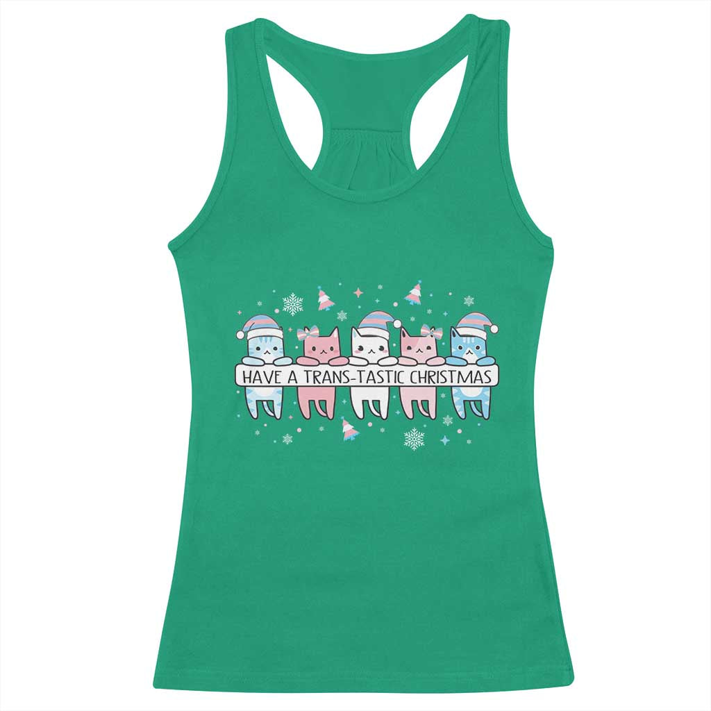 Have A Trans Tastic Christmas Gift Racerback Tank Top LGBTQ Cat Lover - Wonder Print Shop