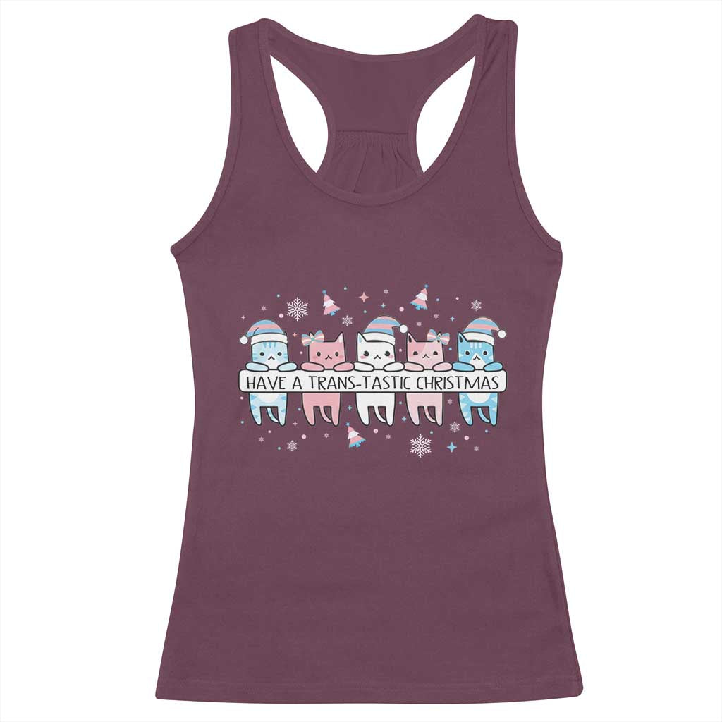 Have A Trans Tastic Christmas Gift Racerback Tank Top LGBTQ Cat Lover - Wonder Print Shop