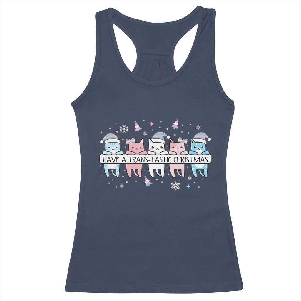 Have A Trans Tastic Christmas Gift Racerback Tank Top LGBTQ Cat Lover - Wonder Print Shop