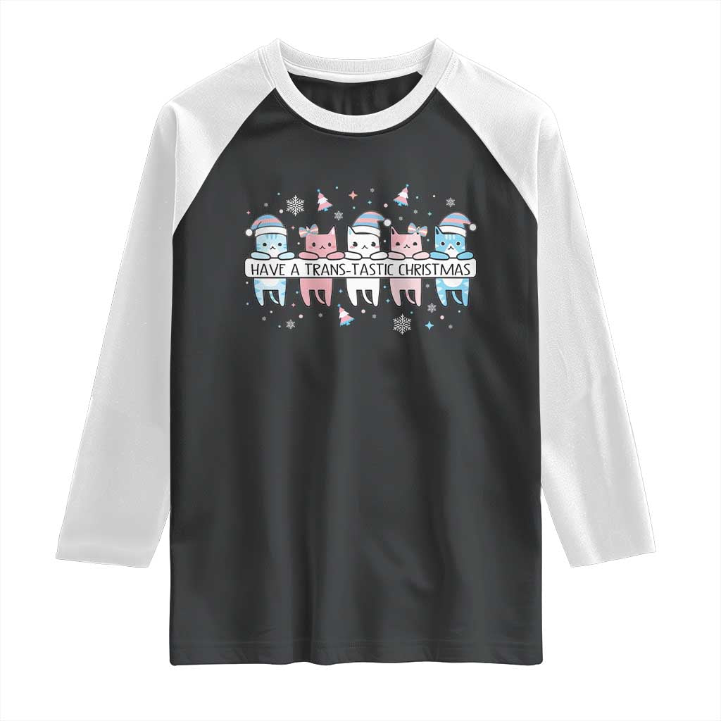 Have A Trans Tastic Christmas Gift Raglan Shirt LGBTQ Cat Lover - Wonder Print Shop