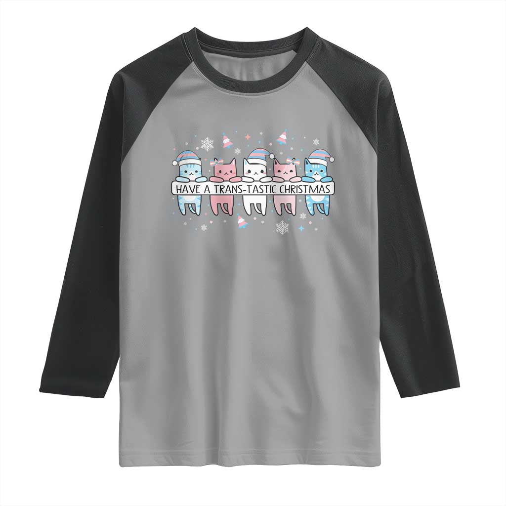 Have A Trans Tastic Christmas Gift Raglan Shirt LGBTQ Cat Lover - Wonder Print Shop