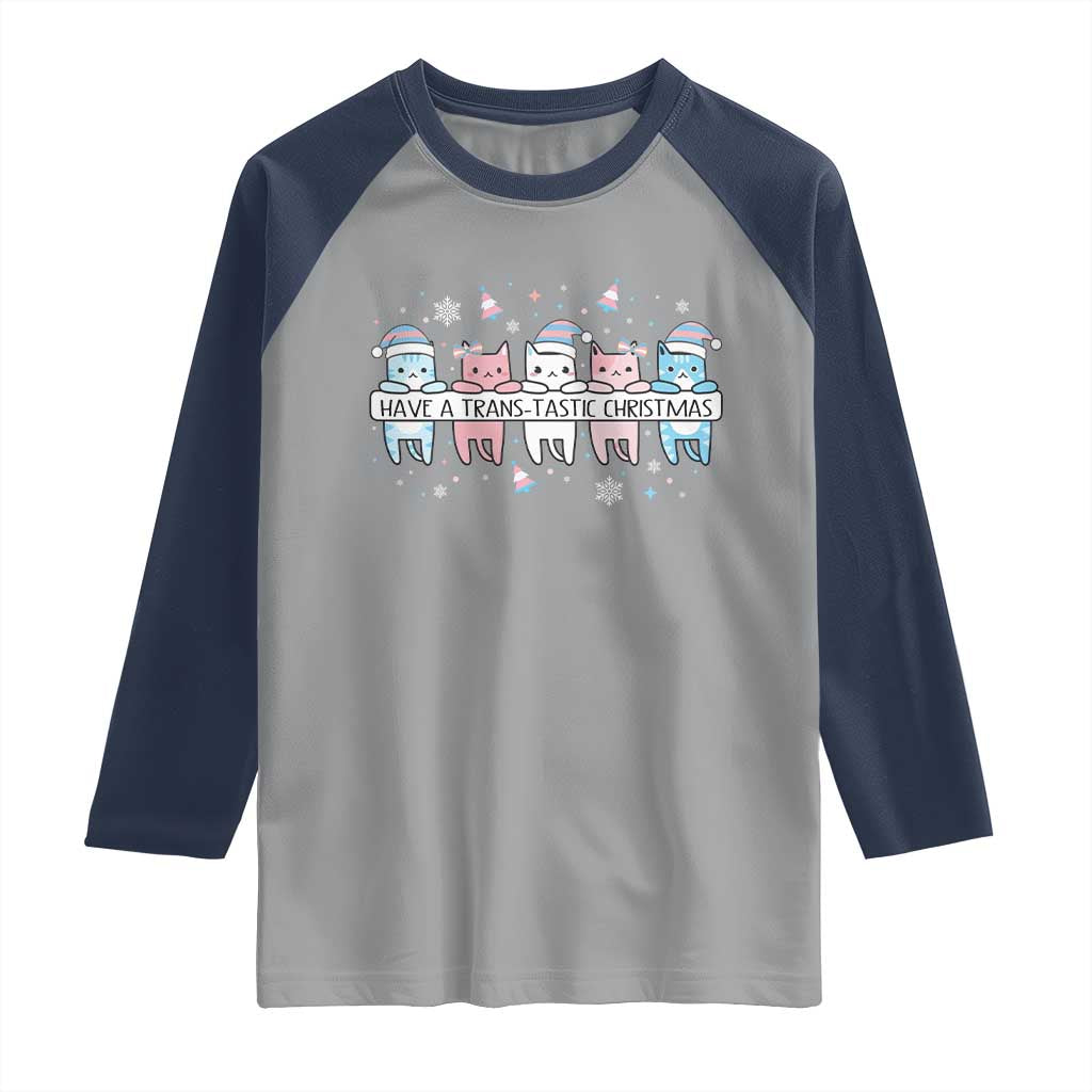 Have A Trans Tastic Christmas Gift Raglan Shirt LGBTQ Cat Lover - Wonder Print Shop