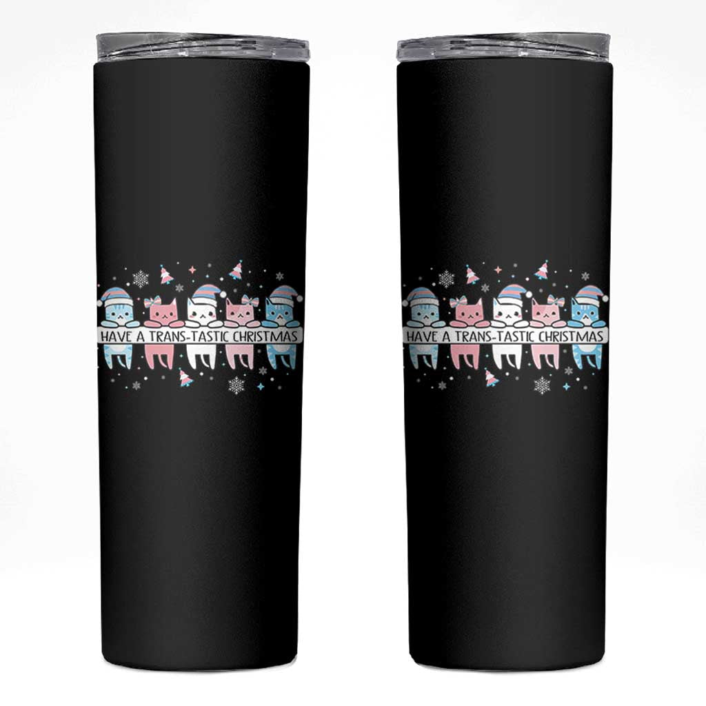 Have A Trans Tastic Christmas Gift Skinny Tumbler LGBTQ Cat Lover - Wonder Print Shop
