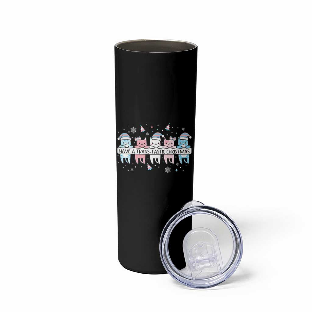 Have A Trans Tastic Christmas Gift Skinny Tumbler LGBTQ Cat Lover - Wonder Print Shop