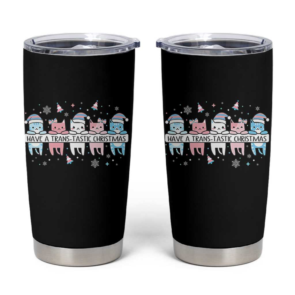 Have A Trans Tastic Christmas Gift Tumbler Cup LGBTQ Cat Lover - Wonder Print Shop