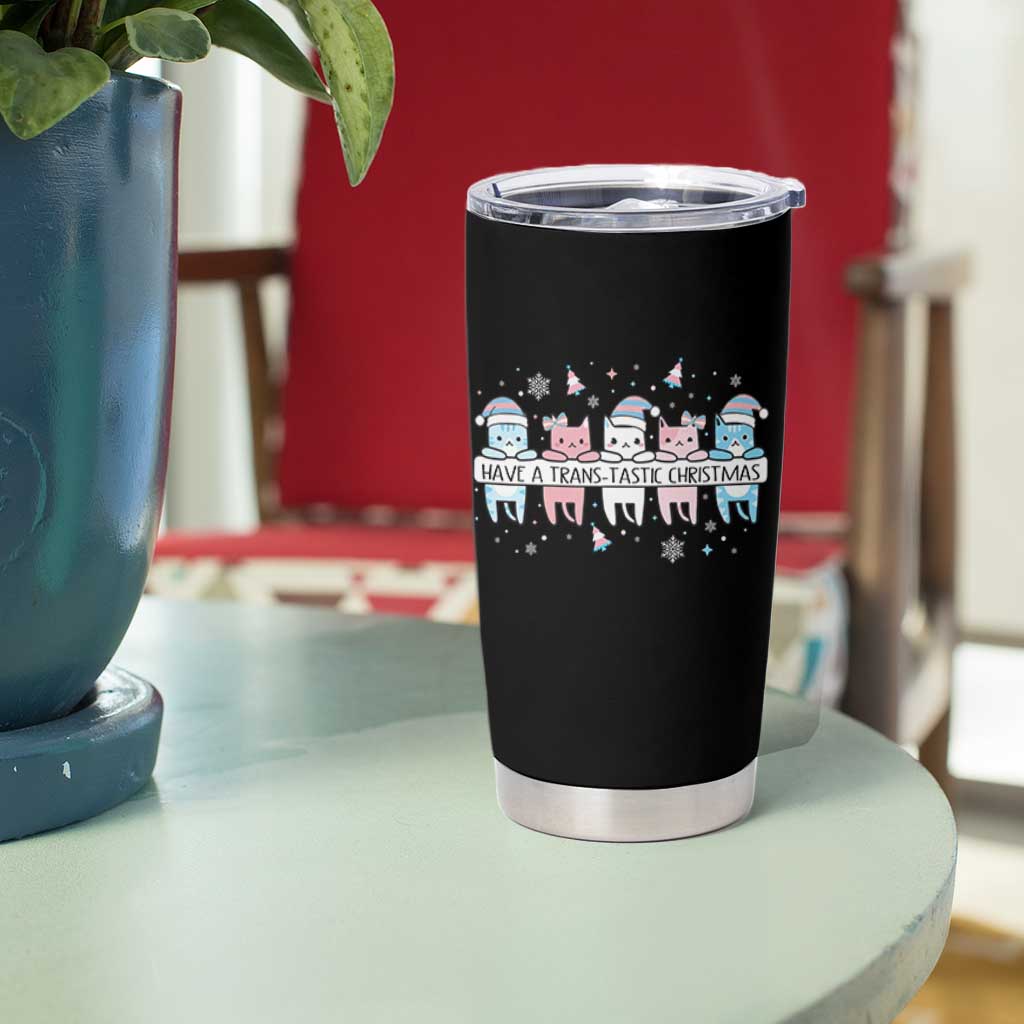Have A Trans Tastic Christmas Gift Tumbler Cup LGBTQ Cat Lover - Wonder Print Shop