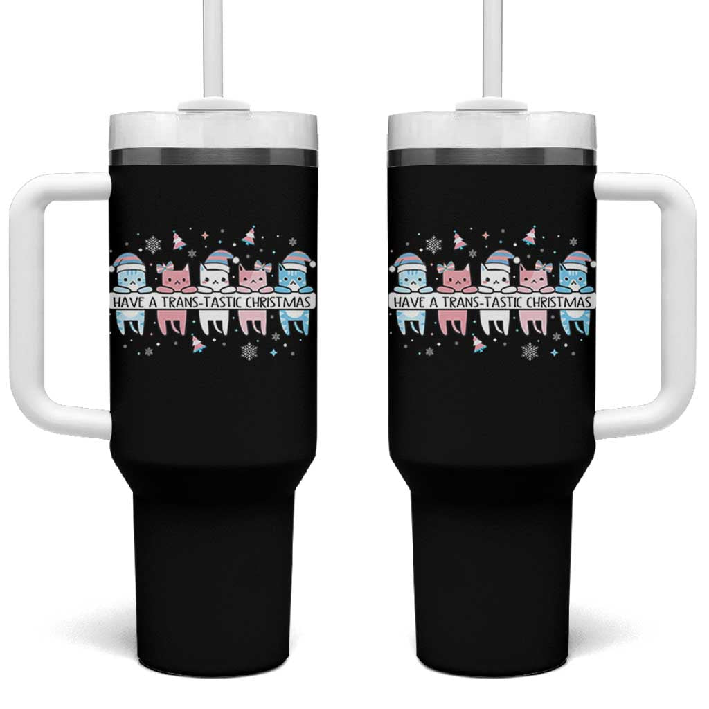 Have A Trans Tastic Christmas Gift Tumbler With Handle LGBTQ Cat Lover - Wonder Print Shop