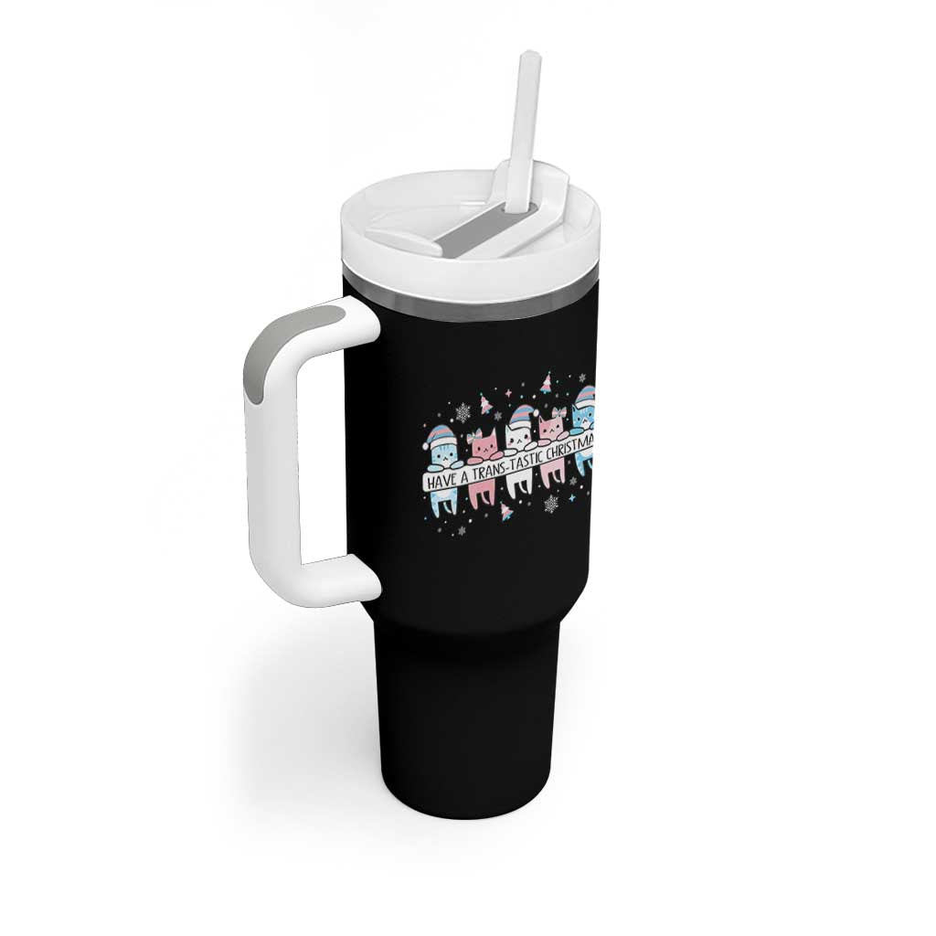 Have A Trans Tastic Christmas Gift Tumbler With Handle LGBTQ Cat Lover - Wonder Print Shop