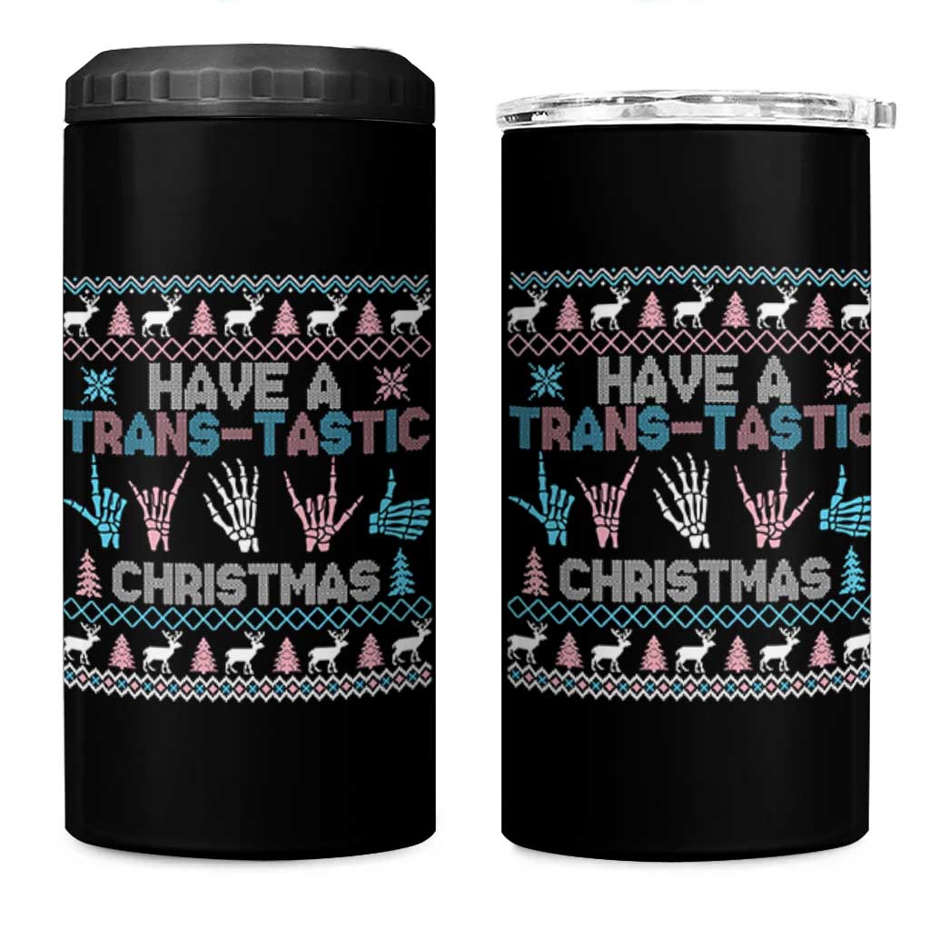 LGBTQ Trans Pride 4 in 1 Can Cooler Tumbler Have A Trans Tastic Ugly Christmas Gift - Wonder Print Shop