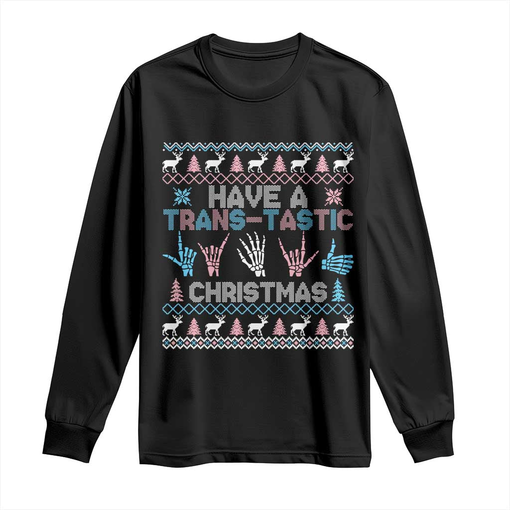 LGBTQ Trans Pride Long Sleeve Shirt Have A Trans Tastic Ugly Christmas Gift - Wonder Print Shop