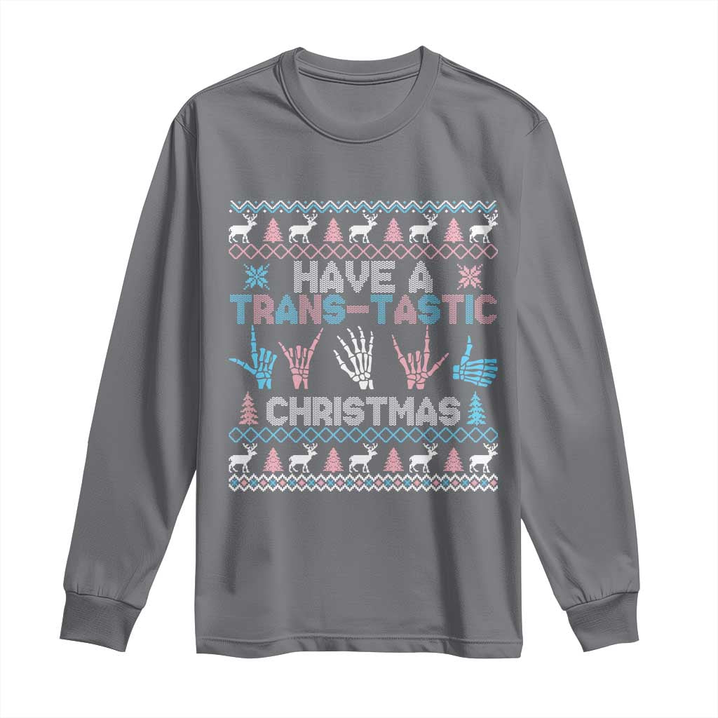LGBTQ Trans Pride Long Sleeve Shirt Have A Trans Tastic Ugly Christmas Gift - Wonder Print Shop