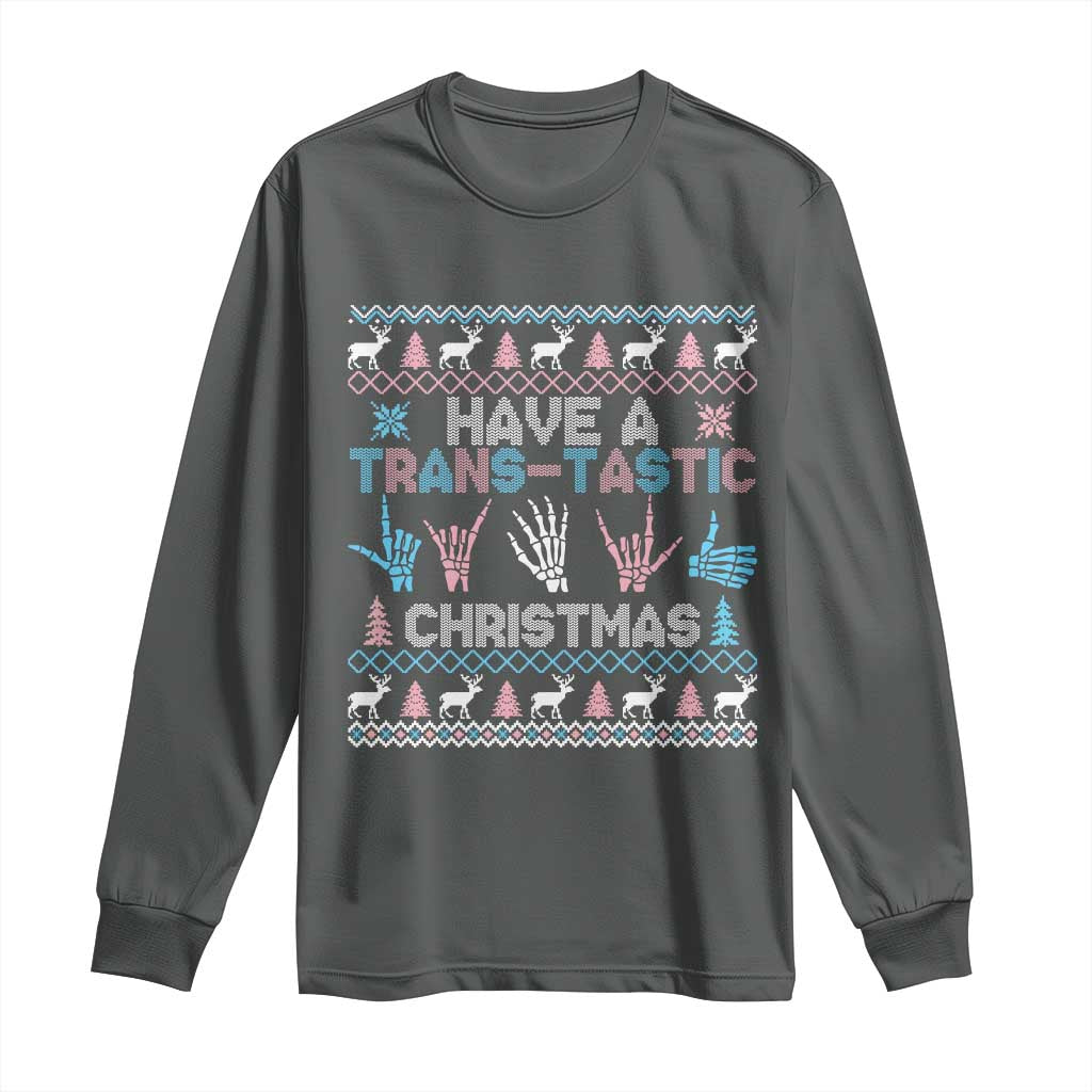 LGBTQ Trans Pride Long Sleeve Shirt Have A Trans Tastic Ugly Christmas Gift - Wonder Print Shop