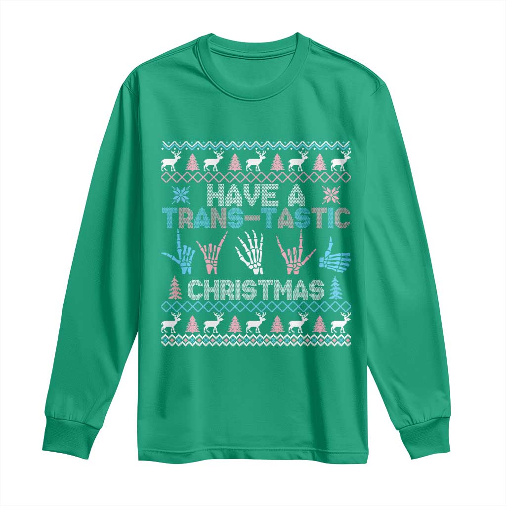 LGBTQ Trans Pride Long Sleeve Shirt Have A Trans Tastic Ugly Christmas Gift - Wonder Print Shop