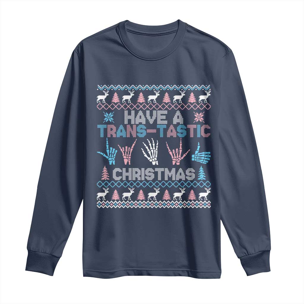 LGBTQ Trans Pride Long Sleeve Shirt Have A Trans Tastic Ugly Christmas Gift - Wonder Print Shop