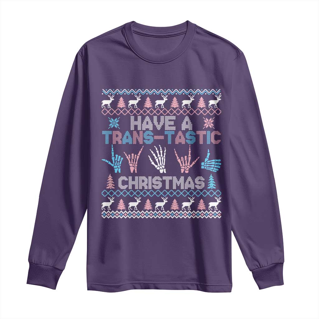 LGBTQ Trans Pride Long Sleeve Shirt Have A Trans Tastic Ugly Christmas Gift - Wonder Print Shop