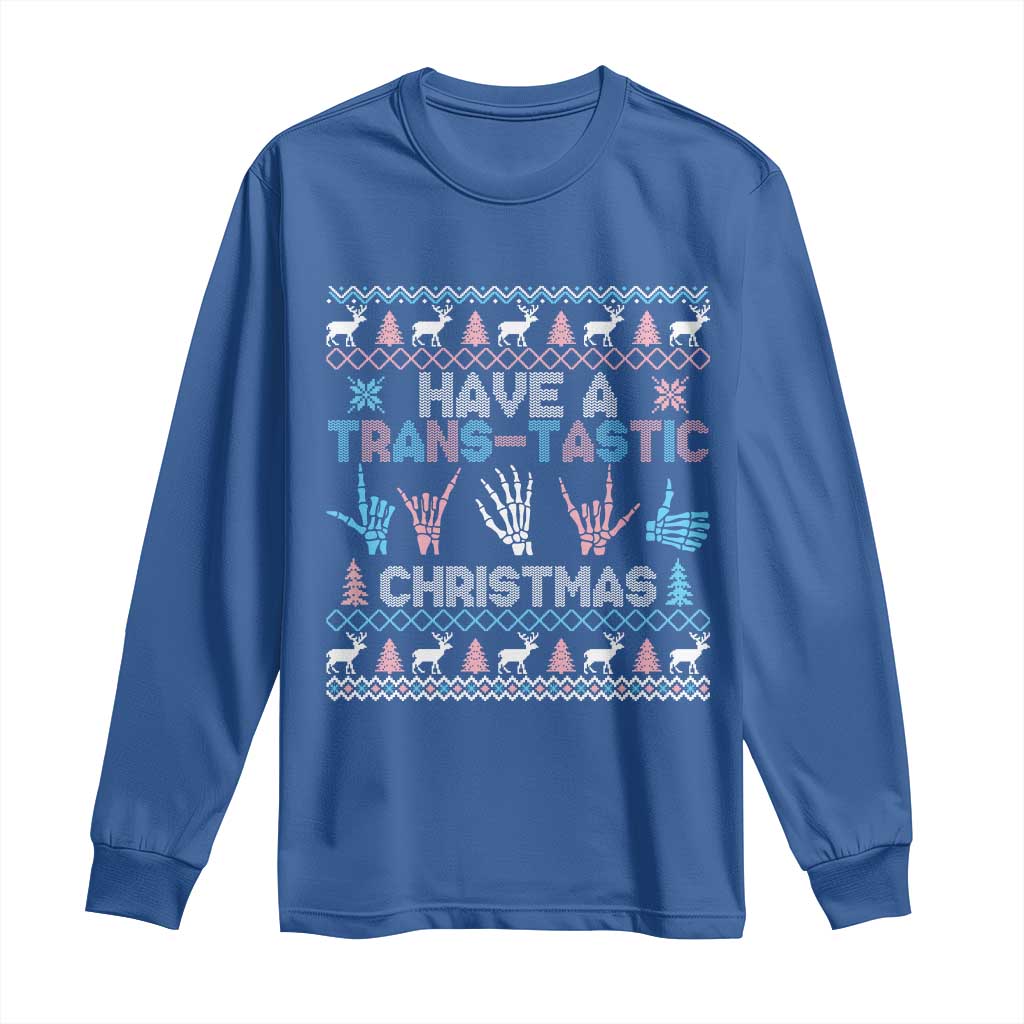 LGBTQ Trans Pride Long Sleeve Shirt Have A Trans Tastic Ugly Christmas Gift - Wonder Print Shop