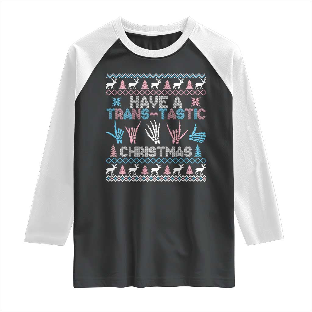 LGBTQ Trans Pride Raglan Shirt Have A Trans Tastic Ugly Christmas Gift - Wonder Print Shop