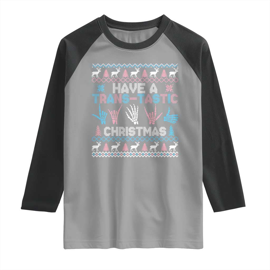 LGBTQ Trans Pride Raglan Shirt Have A Trans Tastic Ugly Christmas Gift - Wonder Print Shop