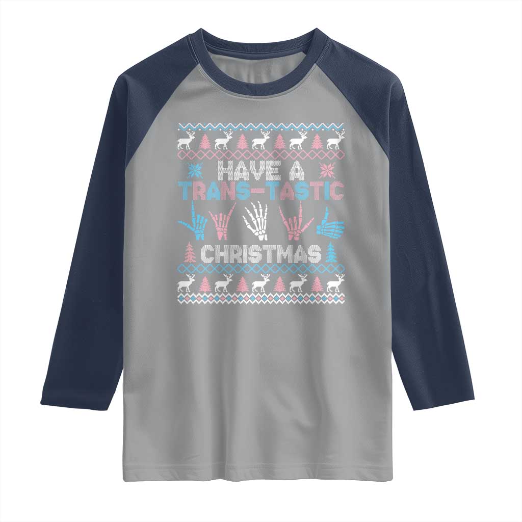 LGBTQ Trans Pride Raglan Shirt Have A Trans Tastic Ugly Christmas Gift - Wonder Print Shop