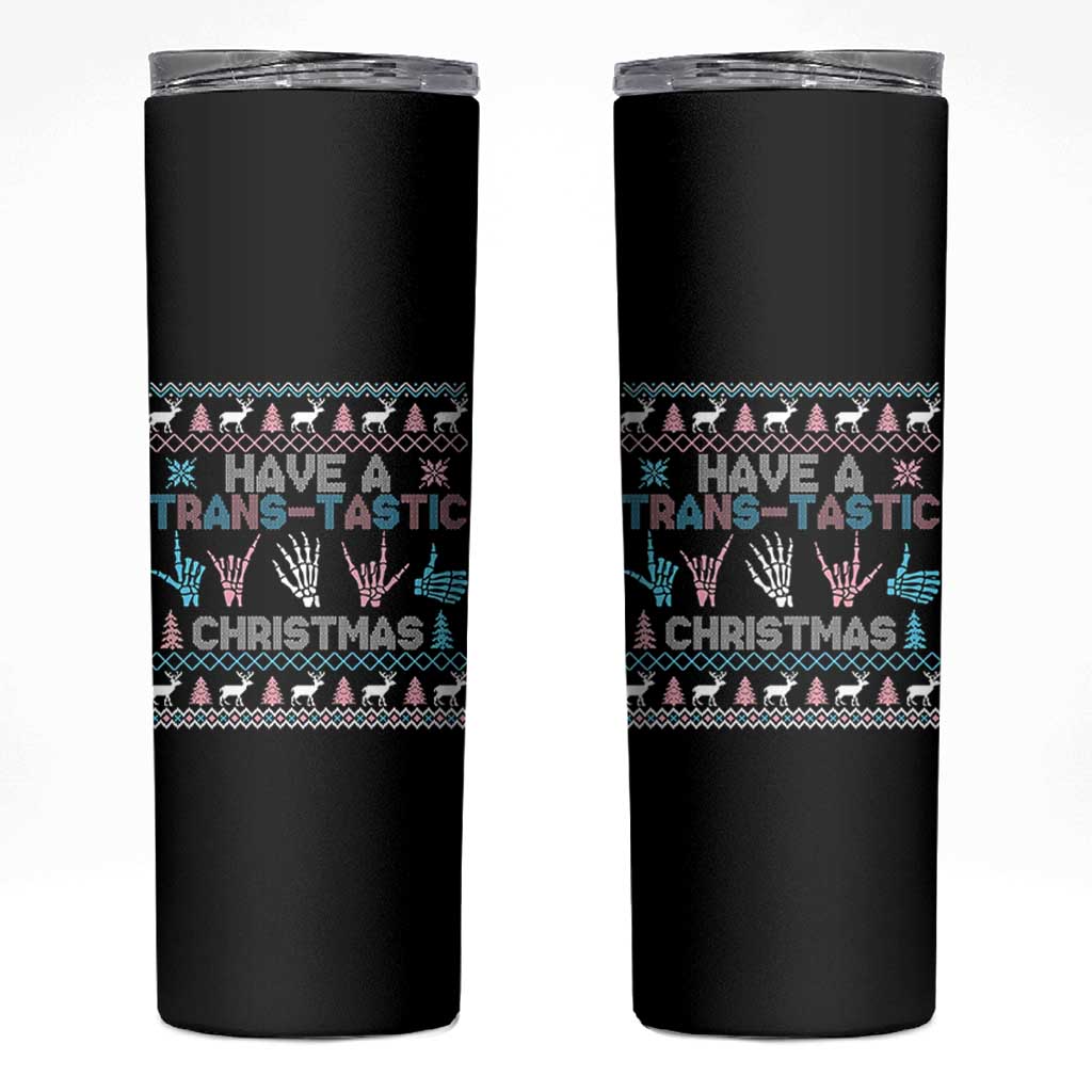 LGBTQ Trans Pride Skinny Tumbler Have A Trans Tastic Ugly Christmas Gift - Wonder Print Shop