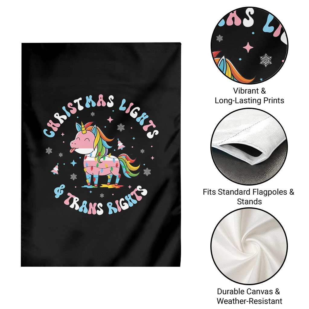Christmas Lights And Trans Rights Garden Flag Magical Unicorn Pride - Wonder Print Shop