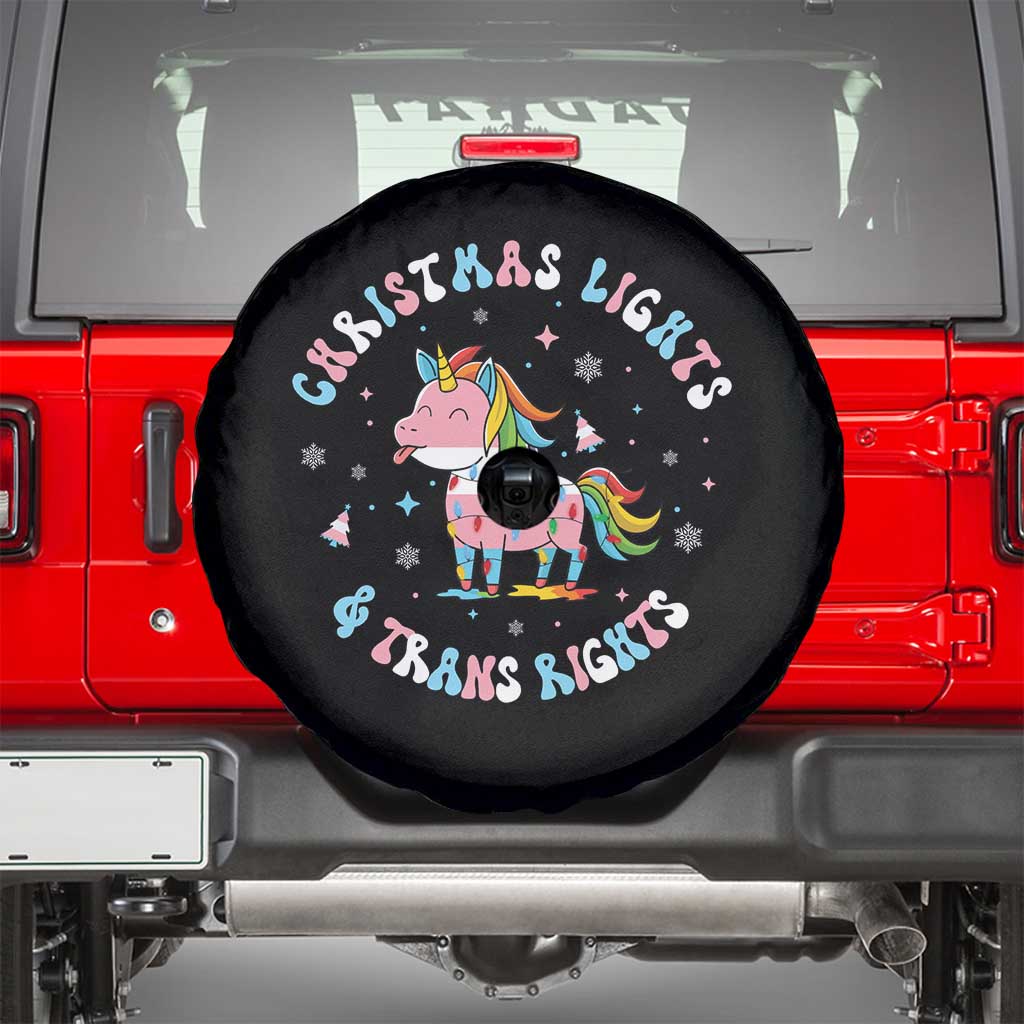 Christmas Lights And Trans Rights Spare Tire Cover Magical Unicorn Pride - Wonder Print Shop