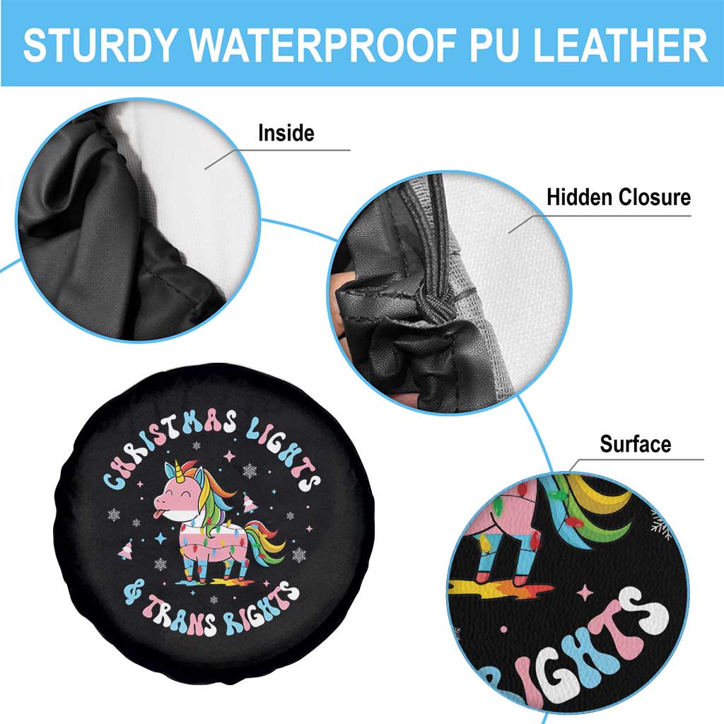 Christmas Lights And Trans Rights Spare Tire Cover Magical Unicorn Pride - Wonder Print Shop