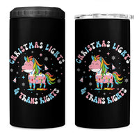 Christmas Lights And Trans Rights 4 in 1 Can Cooler Tumbler Magical Unicorn Pride - Wonder Print Shop