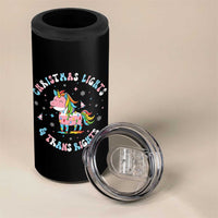 Christmas Lights And Trans Rights 4 in 1 Can Cooler Tumbler Magical Unicorn Pride - Wonder Print Shop