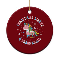 Christmas Lights And Trans Rights Ceramic Ornament Magical Unicorn Pride - Wonder Print Shop