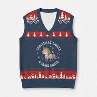 Christmas Lights And Trans Rights V-Neck Knit Sweater Vest Magical Unicorn Pride - Wonder Print Shop