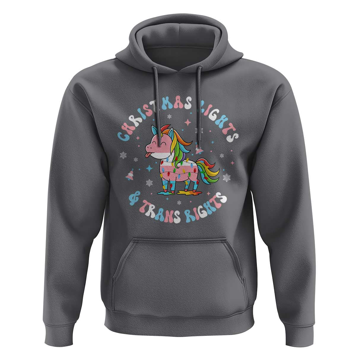 Christmas Lights And Trans Rights Hoodie Magical Unicorn Pride - Wonder Print Shop