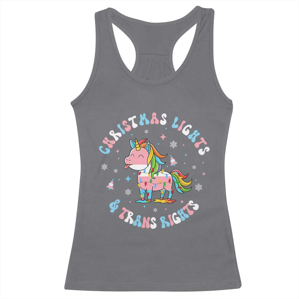 Christmas Lights And Trans Rights Racerback Tank Top Magical Unicorn Pride - Wonder Print Shop